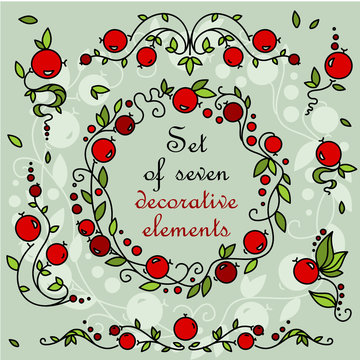 Set of seven decorative elements