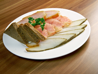 Seafood arrangement.salmon,halibut