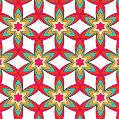 bright pattern in style of the fifties red, orange and neon