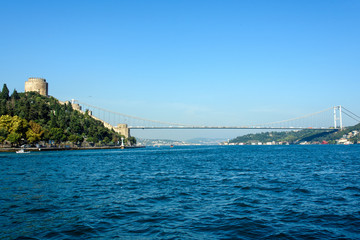 Fototapeta premium The Bosphorus and the Rumelian castle in Istanbul, Turkey