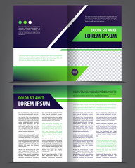 Vector empty bi-fold brochure print template design, newsletter booklet layout