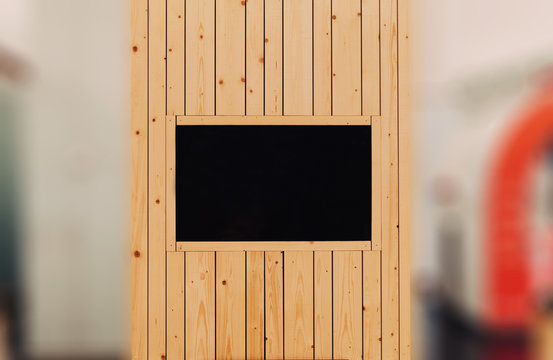 Blank screen on wooden background