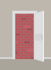 Doors to brick wall concept. EPS8.