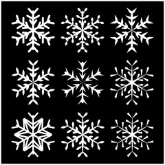 Snowflake silhouette icon, symbol, design. Winter, christmas vector illustration isolated on the black background.