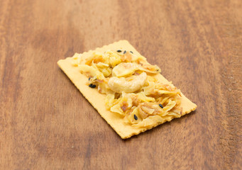 Salty crackers in square shape