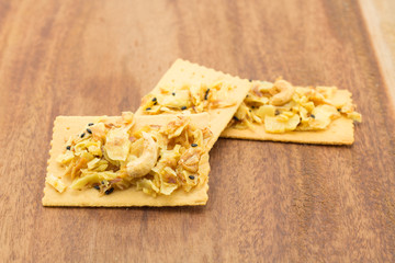 Salty crackers in square shape