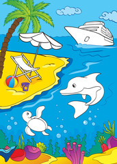 Coloring Book Of Sea And Marina Life