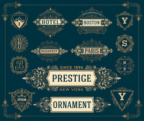 Set of monograms, logos and banners.