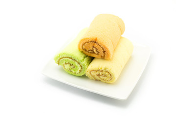 Close-up of jam roll cakes