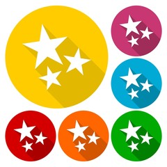 Obraz premium Three stars icons set with long shadow