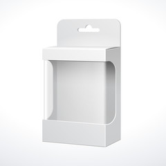 White Product Package Box With Window. Illustration Isolated On White Background. Ready For Your Design. 