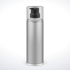 Gray Shave Foam Aerosol Spray Metal 3D Bottle Can. Ready For Your Design. Product Packing 