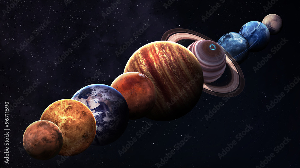 Wall mural hight quality isolated solar system planets. elements of this image furnished by nasa