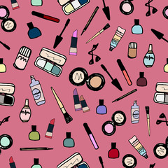 Make-up Cosmetics Seamless Pattern Color