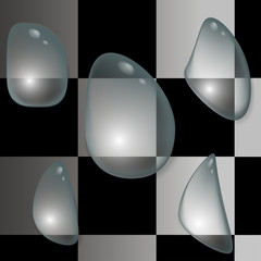 Drops of water on a transparent background. Vector