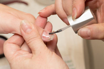 Manicure in a beauty salon