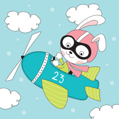 Obraz premium little bunny in the air vector illustration