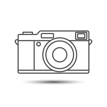 vintage camera vector outline