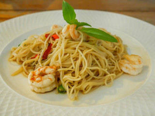 spicy spaghetti prawn