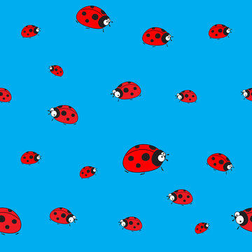 Ladybugs seamless pattern