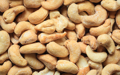 Cashew nuts as food background