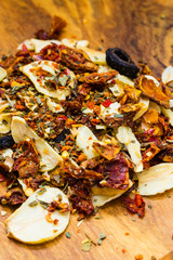 Closeup colored spices for pasta mix