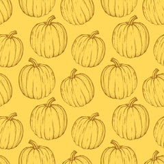 Seamless background with pumpkins. Halloween pattern.