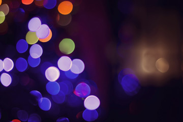 Christmas lights bokeh blur color card background