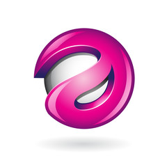 Obraz premium Round Glossy Letter A 3d Magenta Logo Icon