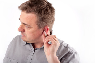 Man with hearing aid