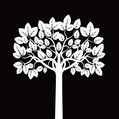 White Tree. Vector Illustration.