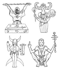 Design set with magicians