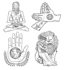 Design set with peace and love symbols