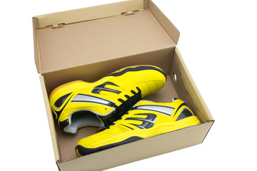 yellow sport shoes on white background