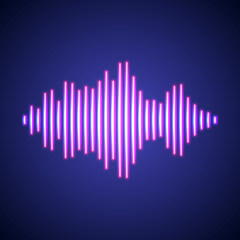 Nightlife styled glowing neon music wave