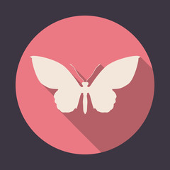 Butterfly symbol on round icon 