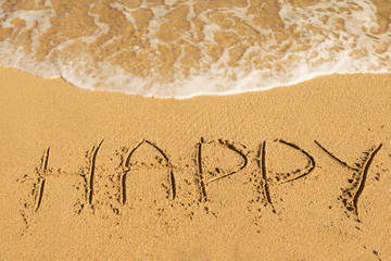 Happy  message on the sand
