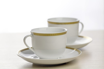 White coffee cups.
