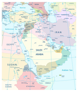 Map of Middle East and Southwest Asia.