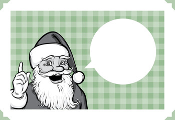 Merry Christmas greeting card with pointing Santa