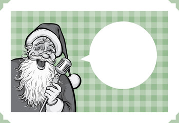 Merry Christmas greeting card with singing Santa Claus