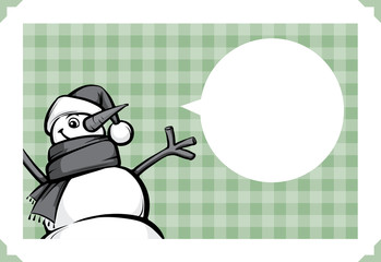 Merry Christmas greeting card with smiling snowman