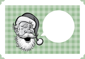 Merry Christmas greeting card with winking Santa Claus