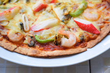 Tasty pizza, Seafood pizza, Pizza with seafood, Pizza with seafood
