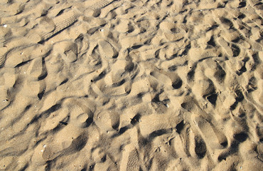 closeup of sand pattern of a beach in the summer