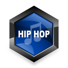 hip hop blue hexagon 3d modern design icon on white background
