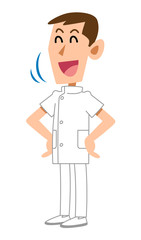 笑顔で頷く看護師