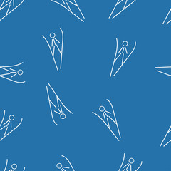 Ski jumping seamless pattern background