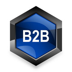 b2b blue hexagon 3d modern design icon on white background