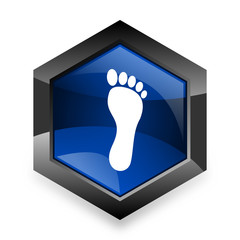 foot blue hexagon 3d modern design icon on white background